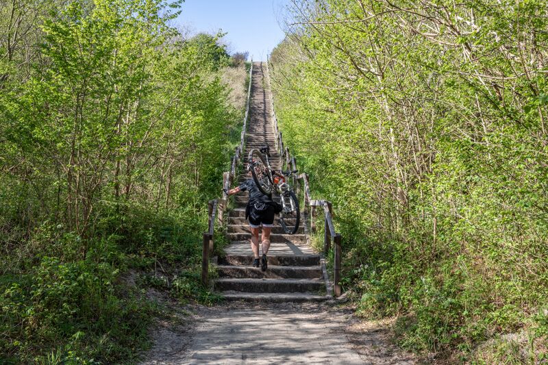 File:Mountainbiker op duintrap.jpeg